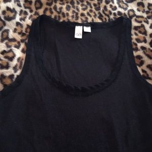 Black Racer Back “fringe” hemmed Tank